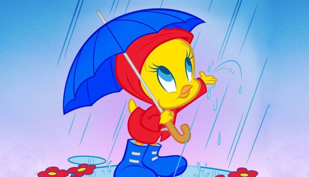 A vibrant cartoon drawing of Tweety Bird with its trademark yellow feathers and innocent expression.
